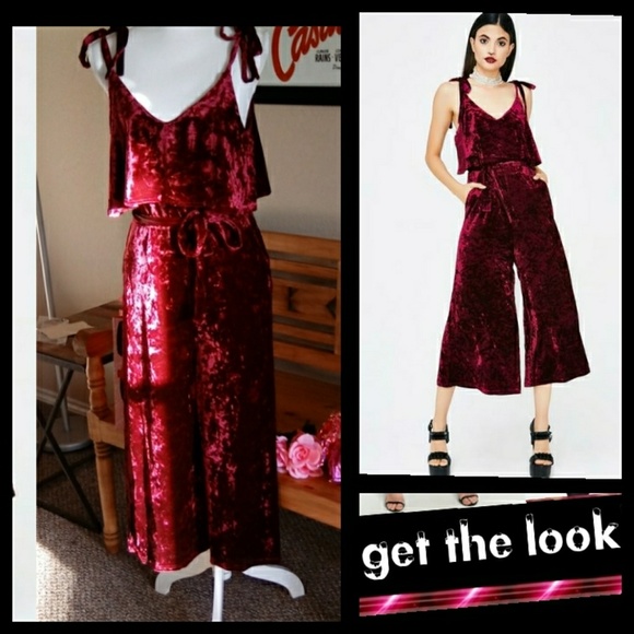 ⭐HP⭐last one Small Romantic Wine Velvet Culotte - Picture 4 of 8